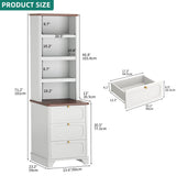 YITAHOME Bookcase with Drawers, 71" Tall Bookshelf with Storage & Adjustable Shelves, Wood Display Book Shelf Organizer with 3 File Drawers for Living Room, Bedroom, Home Office, White YITAHOME