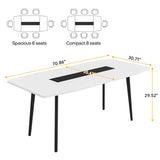 Tribesigns 6FT Conference Table, 70.86L x 35.43W x 29.52H Inches Boat Shaped Meeting Table, Modern Seminar Table for Office Meeting Conference Room (6ft, White & Black) Tribesigns
