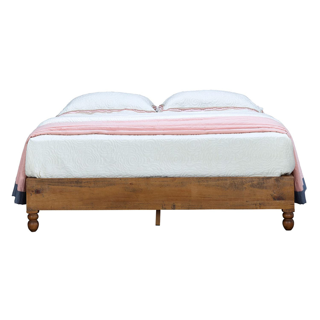 MUSEHOMEINC 12 Inch Rustic Solid Pine Wood King Bed Frame - No Boxspring Required MUSEHOMEINC