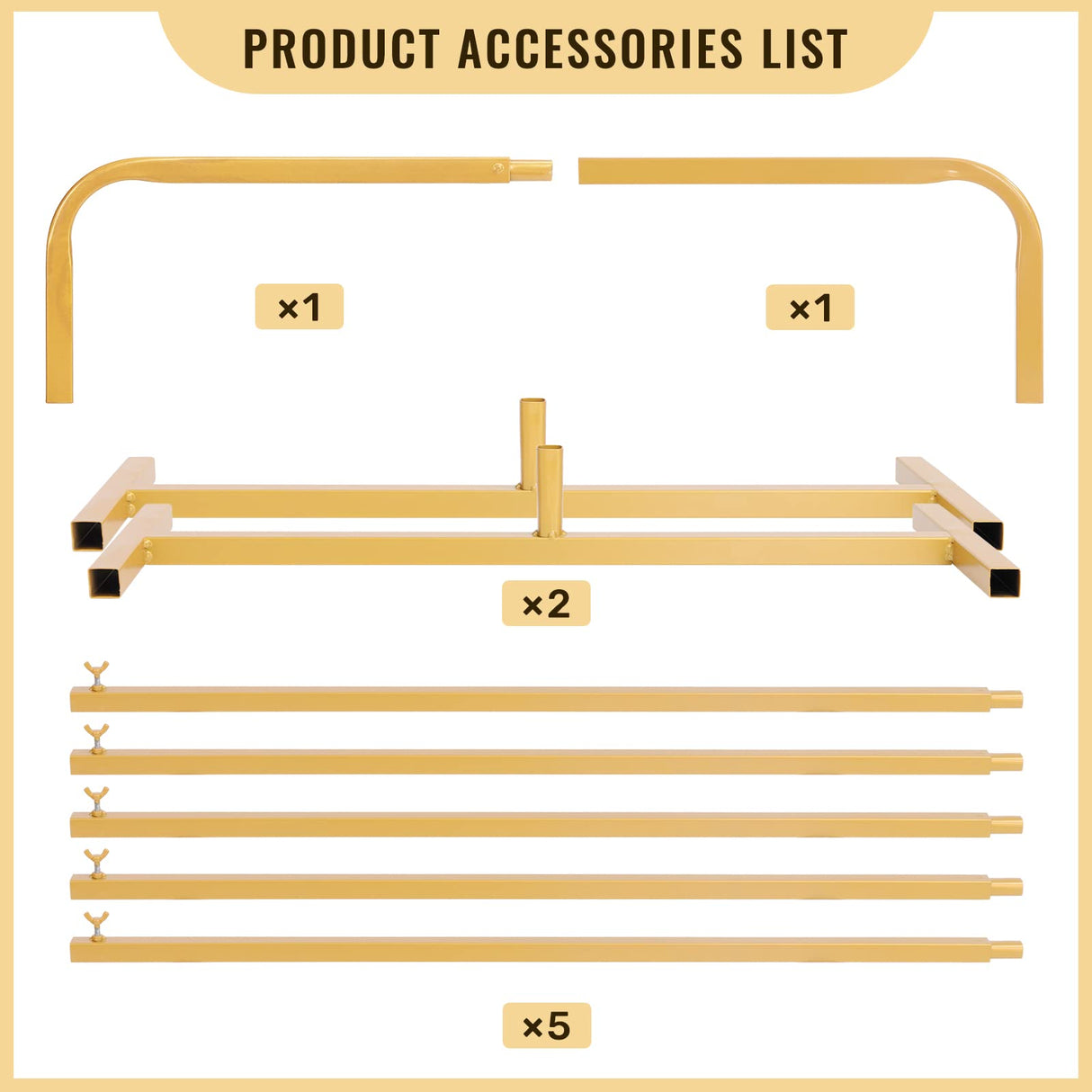 DOEWORKS Wedding 6.5 FT Gold Rectangle Arch Stand, Metal Arch Backdrop Stand Gold Wedding Arch Stand,for Wedding, Birthday Party,Gold DOEWORKS