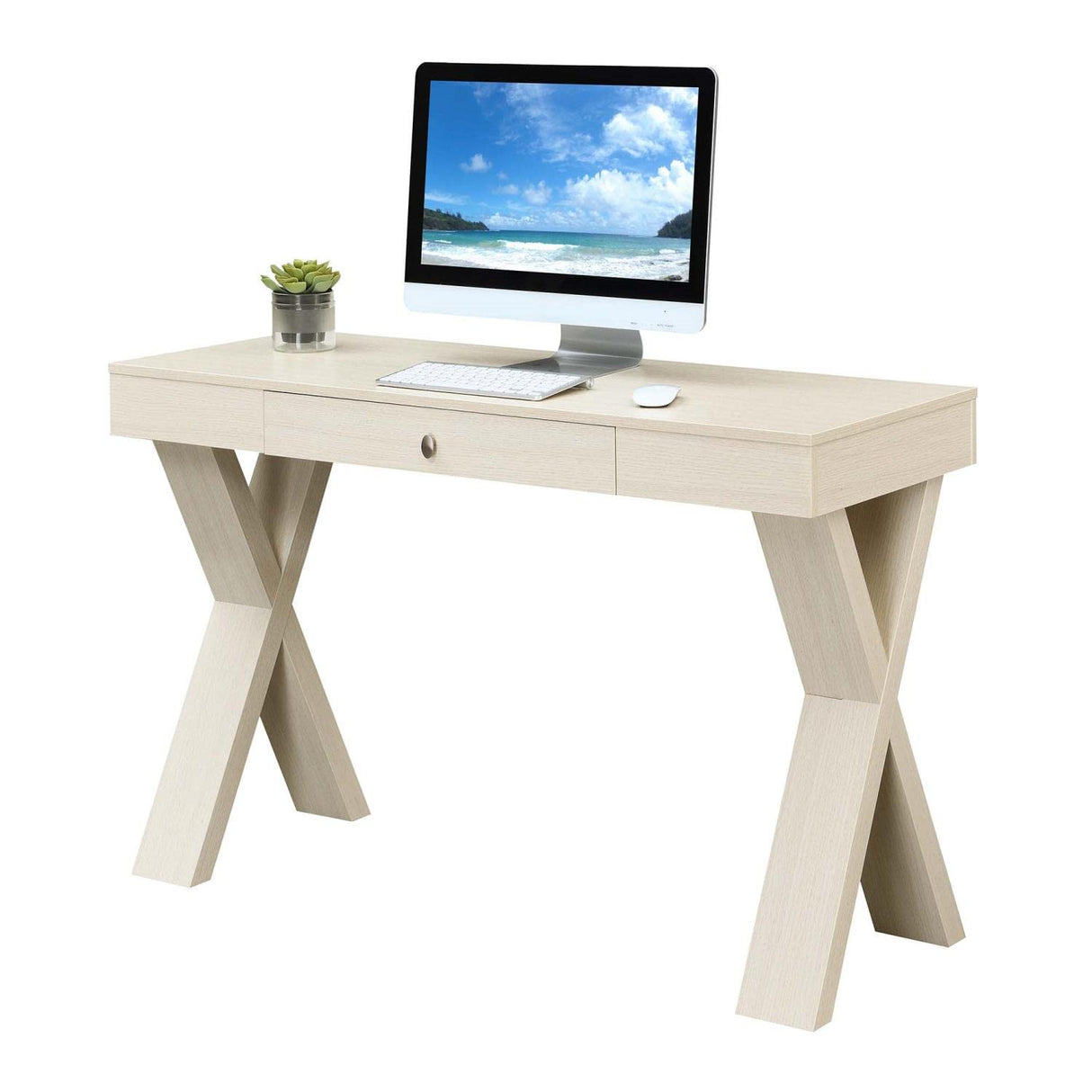 Convenience Concepts Newport 1 Drawer Desk, Ivory Convenience Concepts