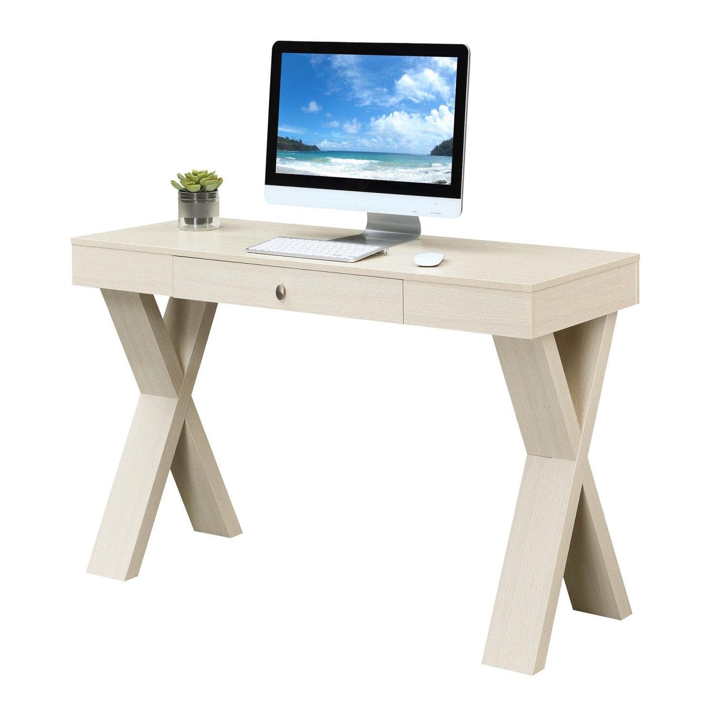 Convenience Concepts Newport 1 Drawer Desk, Ivory