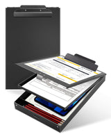 Metal Clipboard with Storage, Letter Size Heavy Duty Aluminum Clipboards, Dual Storage Binder Form Holder with High Capacity Clip for Teacher, Nurse, Police, School & Office Supplies - Frosted Black Sunnyclip