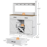 Buffet Cabinet with Storage,Sideboard Kitchen Storage Cabinet41.7 L x15.5 W x 47" H Farmhouse Coffee Bar Cabinet, with 2 Drawers and Shelves,Coffee Station Home Liquor Bar,White Mufico