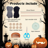 INFUNLY 2 Set DIY Halloween Bat Kit for Beginners Gothic Bat Macrame Wall Hanging Black Bat Hanging Ornament Kit Halloween Boho Wall Tapestry with Instruction DIY Crafts for Party Art Supplies Decor INFUNLY