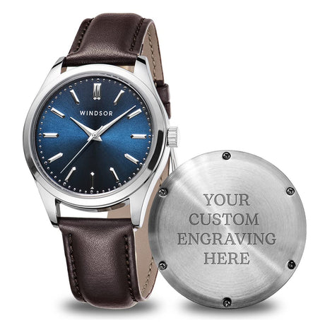 Engraved Watch for Men - Boyfriend Fiance Husband Gift Customized Personalized Watches for Men (Blue) WINDSOR