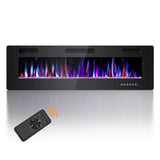 Joy Pebble 60 inch Electric Fireplace Inserts, in-Wall Recessed and Wall Mounted 750/1500W Fireplace Heater, Touch Screen, Remote Control with Timer, Adjustable Flame Color and Speed Joy Pebble