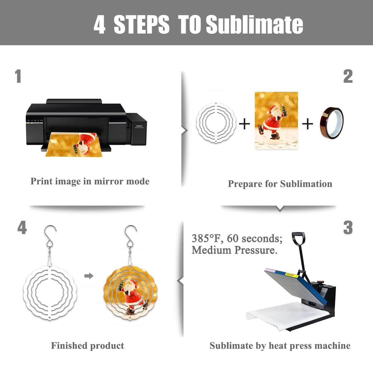 WindMage 12 Pack 3inch Sublimation Wind Spinner Blanks 3D Aluminum Metal Wind Sculpture Kinetic Spinners for Yard Garden Indoor Art Ornaments Xmas Hanging Decoration (Classics) WindMage