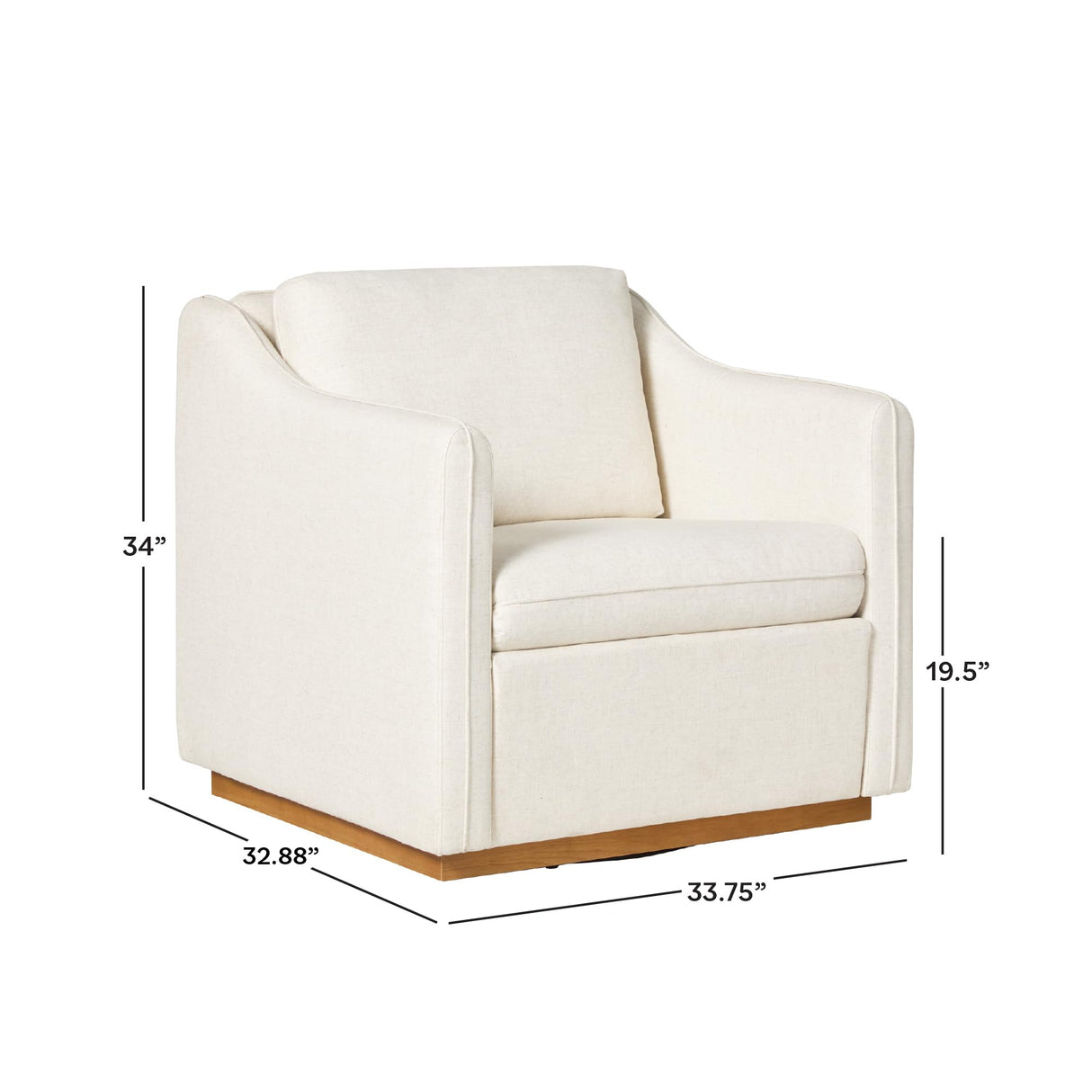 Walker Edison Nash Modern Farmhouse Linen Swivel Accent Chair, Cream Walker Edison