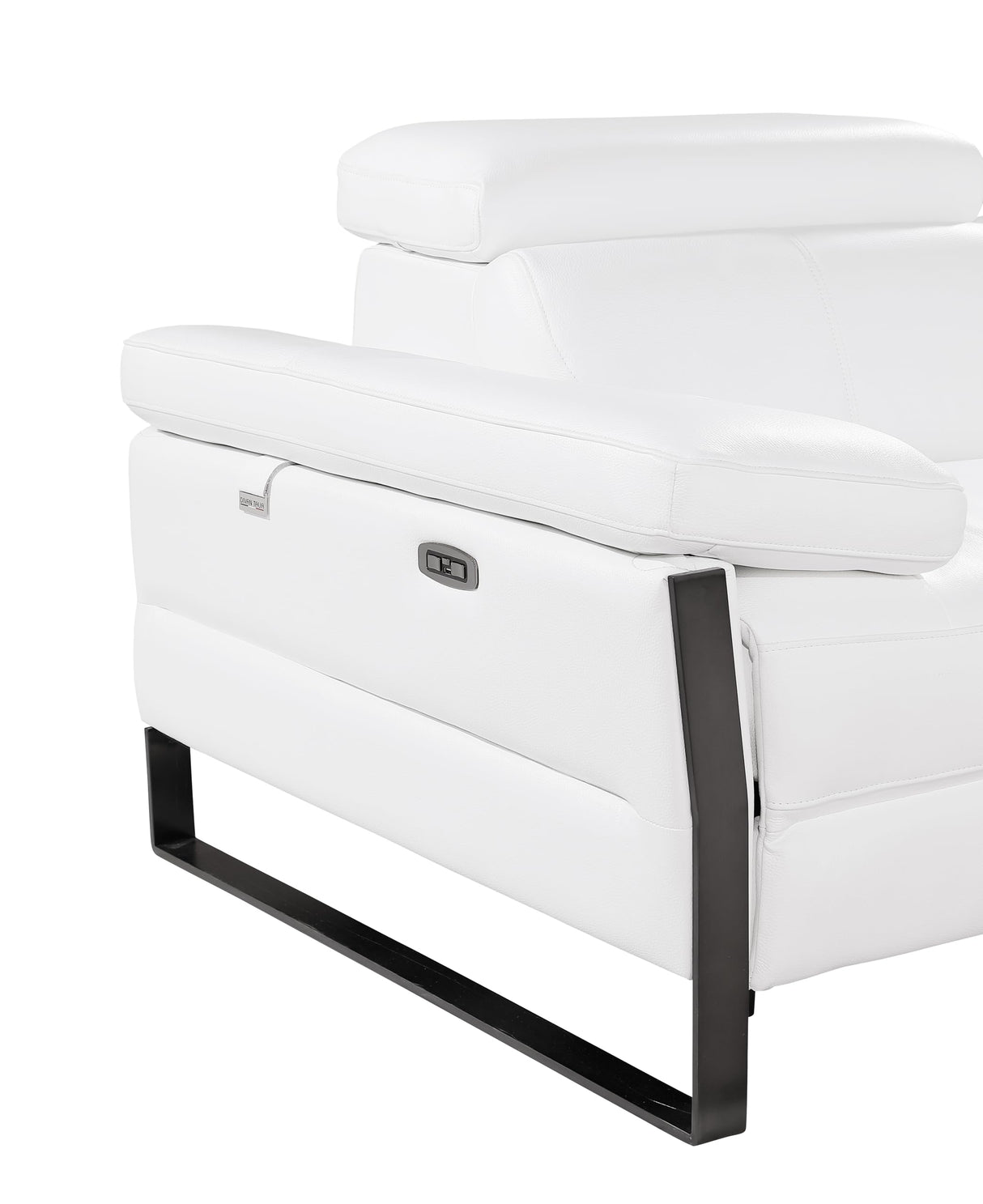 BlackJack Furniture Antonio Top Grain Italian Leather Power Recliner Sofa with 2 Reclining Seats & Large Power Headrests, Comfortable Lumbar Support, USB Chargers, Wall Hugger Design, White Blackjack Furniture