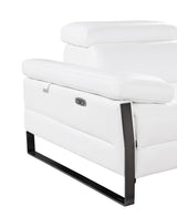 BlackJack Furniture Antonio Top Grain Italian Leather Power Recliner Sofa with 2 Reclining Seats & Large Power Headrests, Comfortable Lumbar Support, USB Chargers, Wall Hugger Design, White Blackjack Furniture