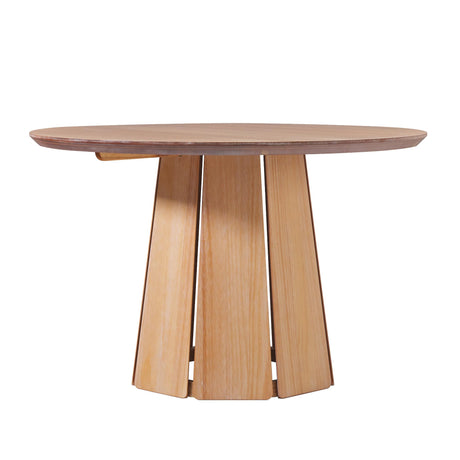 Walker Edison Scandinavian Paneled-Wood Pedestal Base Round Top Dining Table, 48 Inch, Cerused White Walker Edison