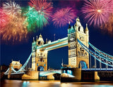 Kaliosy 5D Diamond Art Painting Kits for Adult London Bridge by Number Kits, Paint with Diamonds Art Fireworks Landscape DIY Full Drill, Crystal Craft Cross Stitch Embroidery Decoration 12x16inch Kaliosy