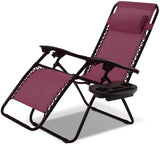 topment Outdoor Zero Gravity Lounge Chair with Pillow & Utility Tray, Folding Patio Lawn Beach Recliner(Wine) topment