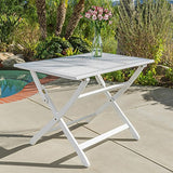 Christopher Knight Home Positano Outdoor Acacia Wood Foldable Dining Table, Pu/ White Christopher Knight Home