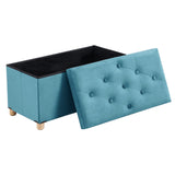BRIAN & DANY 30 Inches Folding Storage Ottoman Bench, Ottoman with Storage for Living Room, with Wooden Feet and Lid, Teal BRIAN & DANY