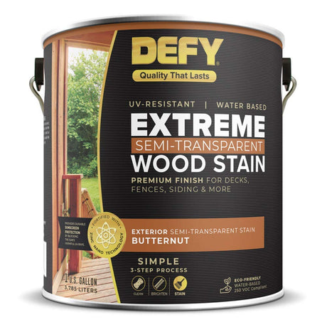DEFY Extreme 1 Gallon Semi-Transparent Exterior Wood Stain, Butternut DEFY