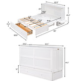 NCKMYB Queen Murphy Bed Cube Cabinet, Wood Murphy Bed Chest Bed with Drawer, 63'' Foldable Cabinet Bed for Dorm Loft Corner or Small Space NCKMYB