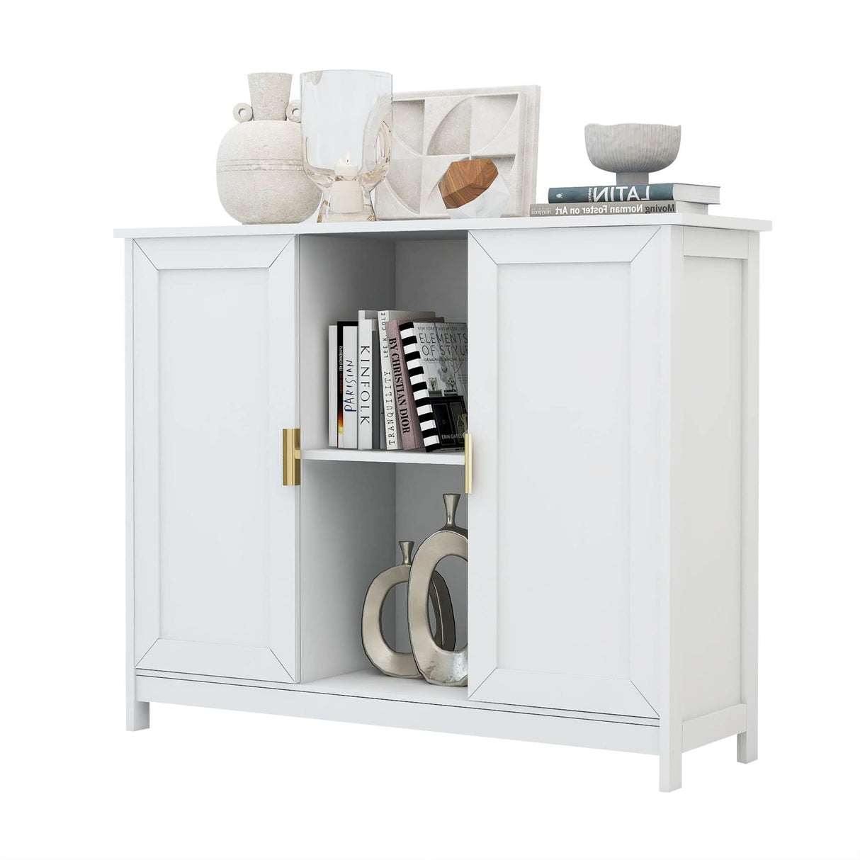 TaoHFE White Storage Cabinet,Credenza Buffet Cabinet Wooden Coffee Bar Cabinet Buffet Table White Sideboard Thin Cabinet for Narrow Spaces Entry Cabinet Hallway Cabinet for Kitchen TaoHFE