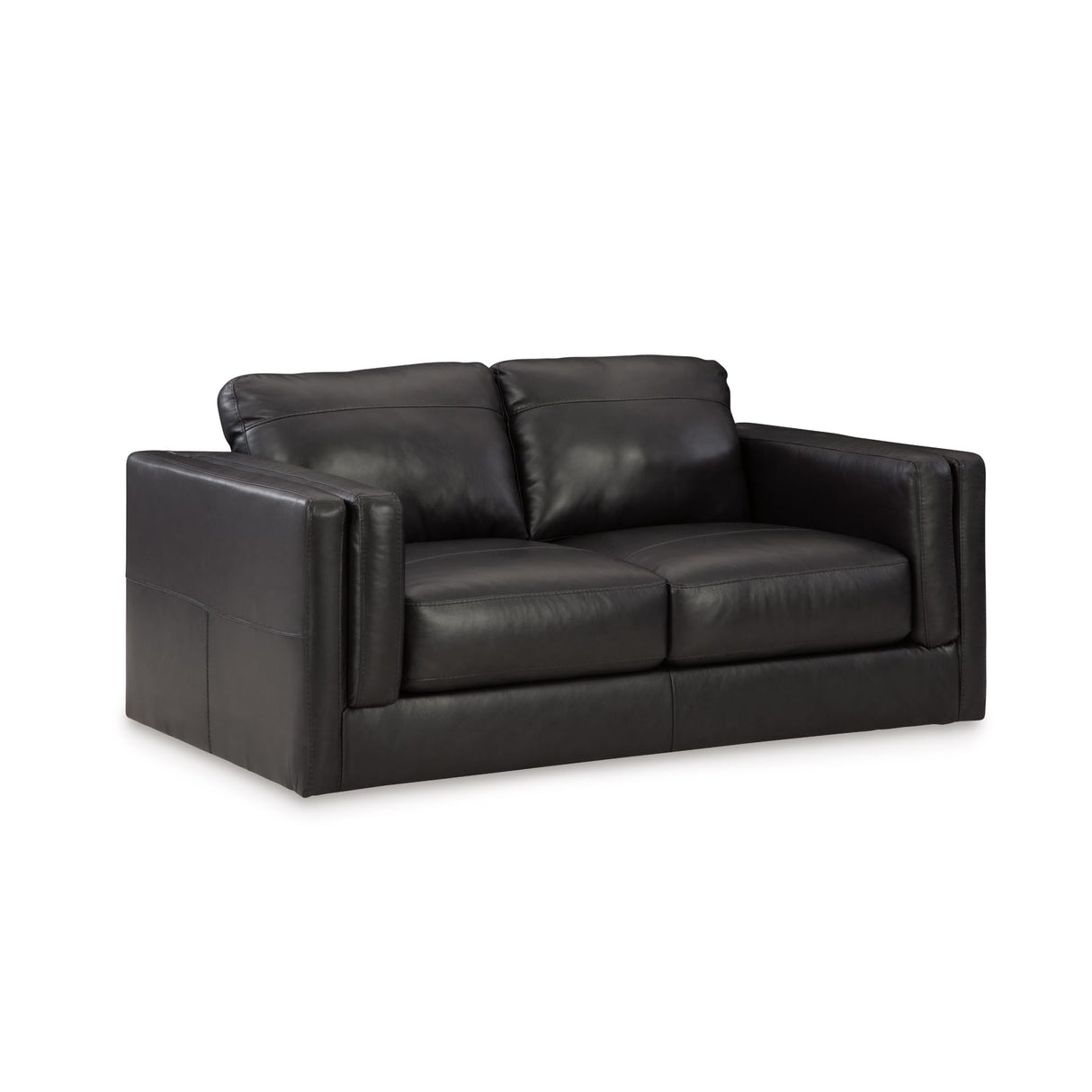 Signature Design by Ashley Amiata Modern Leather Match Loveseat with Non-skid Legs, Black Signature Design by Ashley