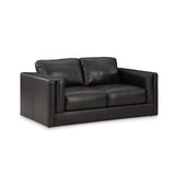 Signature Design by Ashley Amiata Modern Leather Match Loveseat with Non-skid Legs, Black Signature Design by Ashley