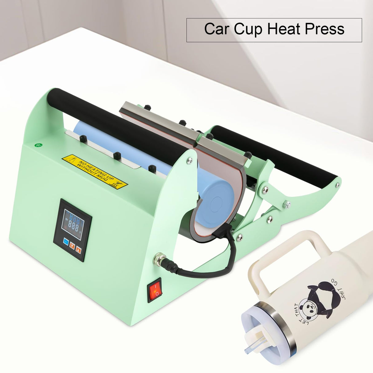 HZOPUTLH 2 in 1 40oz Tumbler Heat Press Machine, Electric Car Cup Mug Press Heat Machine Adjustable Temperatures and Time, Double Cup Mats Manual Mug Press Sublimation Machine (Light Green) HZOPUTLH