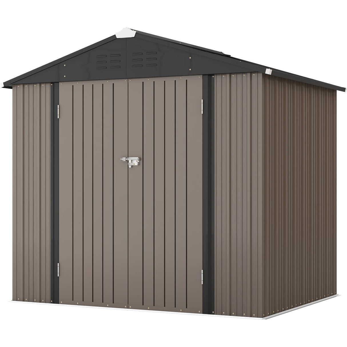 Patiowell 8x6 FT Outdoor Storage Shed, Metal Tool shed & Outdoor Storage with Lockable Doors & Air Vents, for Backyard Garden Patio, Brown Patiowell