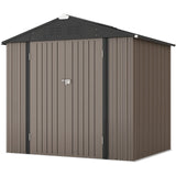 Patiowell 8x6 FT Outdoor Storage Shed, Metal Tool shed & Outdoor Storage with Lockable Doors & Air Vents, for Backyard Garden Patio, Brown Patiowell