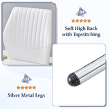 TesNus Round Dining Table Set for 4 with Chairs,Marble Top Pedestal Table and White Faux Leather Chairs, Modern Circular Kitchen Dining Table Set for Apartment, Modern Home,New House for 4 People TesNus