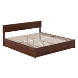 AFI, Wesley King Platform Bed with Panel Footboard & Twin XL Trundle, Walnut AFI