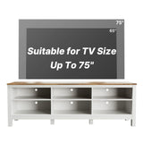 BVIUNTWO White TV Stand for TVs up to 75 Inch,Entertainment Center for 65+ inch TV Console Table with 6 Storage Cubby, Classic Television Stands for Living Room Bedroom, 70 Inch BVIUNTWO