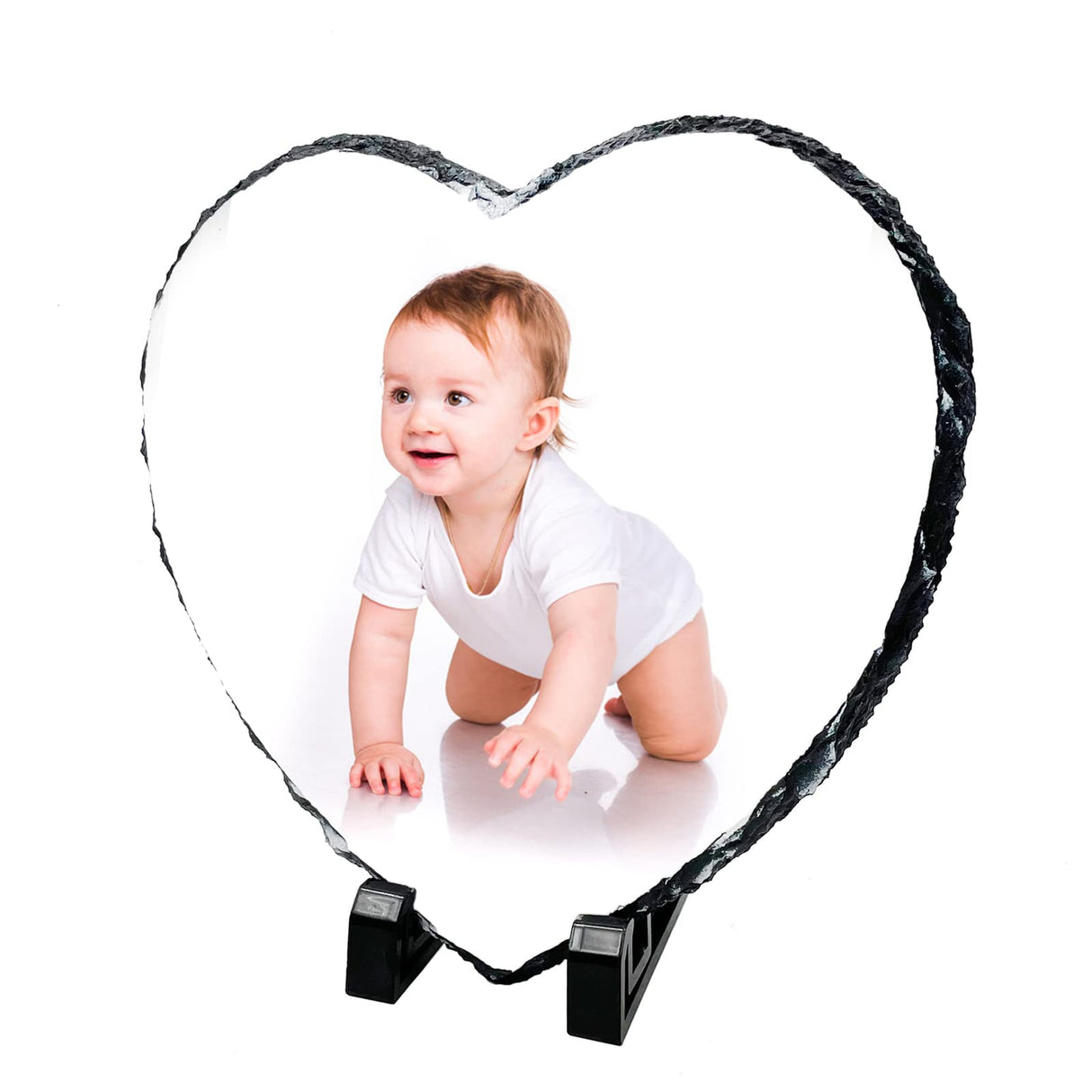 XHKDSYMC 1 PC Sublimation Slate Blanks, Heart Shape Sublimation Blank Slate Rock Stone 7.9x7.9 Inch Sublimation Photo Slate with Display Holder for Heat Press Printing XHKDSYMC