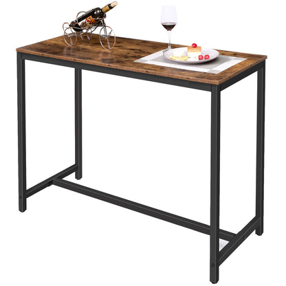 HOOBRO Rustic Brown Bar Table - 47.2” Industrial Counter Height Dining Table for Kitchen & Living Room