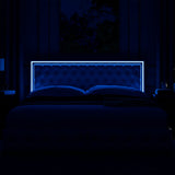 Keyluv Queen Upholstered LED Bed Frame with 4 Storage Drawers and Adjustable Tufted Headboard in White Keyluv