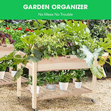 VIVOSUN Elevated Wooden Raised Garden Bed, 46 x 24 x 32 Inches, Mobile Outdoor Planter Box with Storage Shelf and Protective Liner for Outdoor Use, with Lockable Wheels VIVOSUN