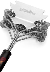Grillaholics Grill Brush Bristle Free - Safe Grill Cleaning with No Wire Bristles - Professional Heavy Duty Stainless Steel Coils and Scraper - Lifetime Manufacturers Warranty Grillaholics