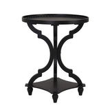 Wnutrees Farmhouse Round Accent End Table, Rustic Side Table Nightstands for Living Room Bedroom, Wood Tray Top, Handcrafted Finish, Set of 2, Black Wnutrees