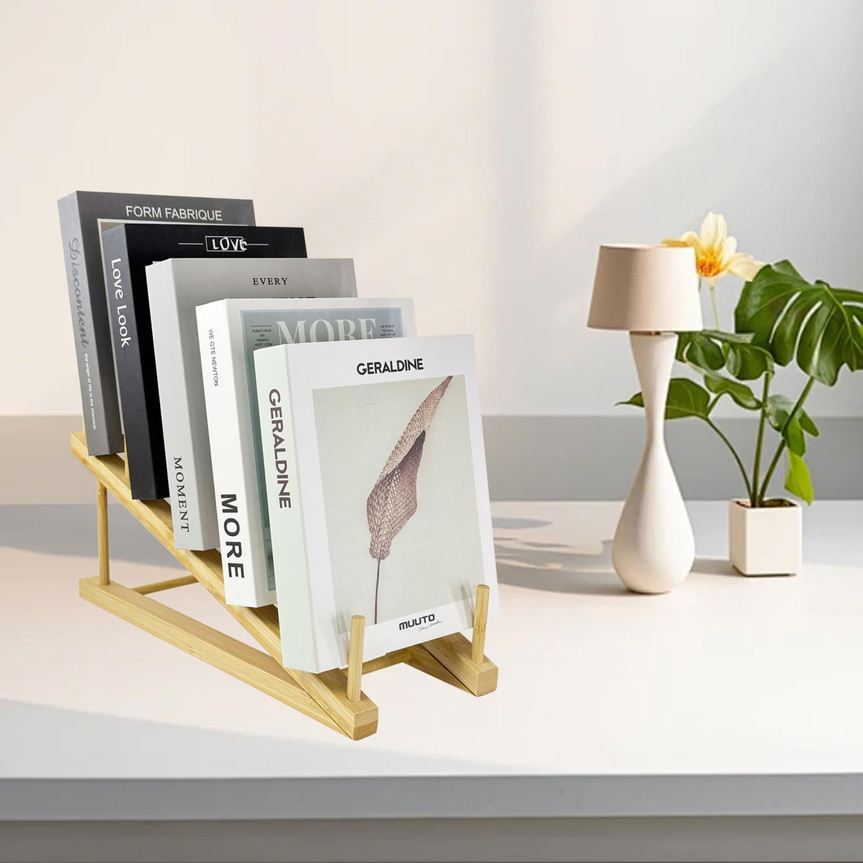 GYSLEOT Book Display Stand Holder, 5-Tier Wooden Book Rack Organizer For Magazines, Tabletop Kids Bookshelf Art Display Shelf For Vendors Craft Trade Shows GYSLEOT