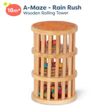 B. toys- A-Maze Rain Rush Dexterity Toy- Crawling Rolling Tower- Developmental Natural Wooden Rainmaker Toy- Toys for Toddlers B. toys