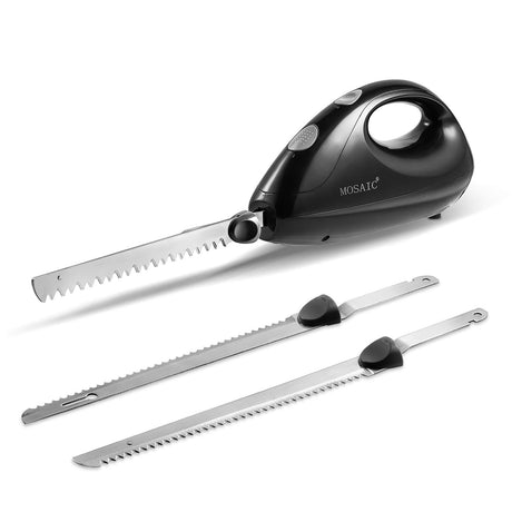 MOSAIC Electric Knife, Electric Carving Knife with 2 Serrated 8” Stainless Steel Blades, Eject Button and Handle Easy Grip for Carving Meats, Turkey, Poultry, Bread, Crafting Foam MOSAIC