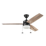 Prominence Home Reston, 48 Inch Modern Farmhouse LED Ceiling Fan with Light, Pull Chain, Dual Mounting Options, Dual Finish Blades, Reversible Motor - 51588-01 (Bronze) Prominence Home