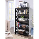 Convenience Concepts Oxford Bookcase 31.5" - 5-Tier Farmhouse Bookcase for Living Room, Modern Family Room Media & Display Storage Organizer for Home Office Library, Tall Shelving Unit, Black Convenience Concepts