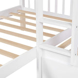 L-Shaped Bunk Bed with Drawers, Bunk Bed for 4 Twin Over Twin for Kids/Teen Wood Quad Bunk Beds Frame, White Bellemave