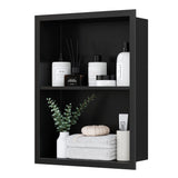 Qeke 14x18 Medicine Cabinet Recessed, Medicine Cabinet Without Mirror, 304 Stainless Steel Medicine Wall Niche with Double Shelves, Matte Black Qeke