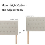 Kingfun Tufted Upholstered Queen Size Bed Headboard in Modern Button Design, Adjustable Solid Wood Head Board, Premium Linen Fabric Padded Headboards in Bedroom (Beige, Queen) Kingfun