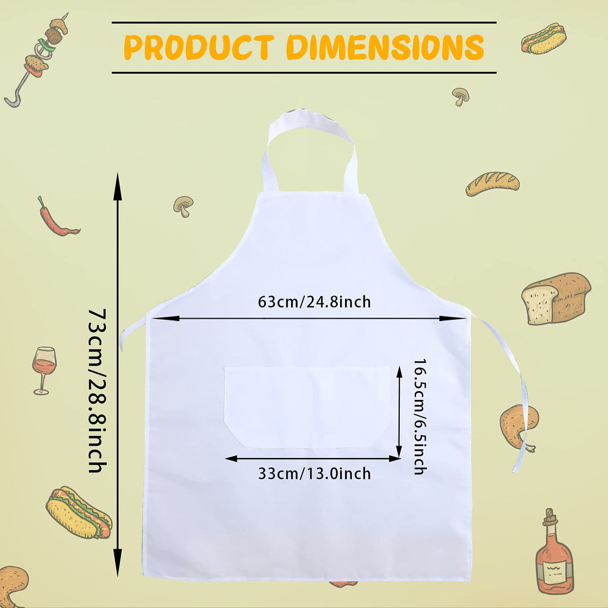 SATINIOR Sublimation Bib Apron Blank Kitchen Aprons with Pockets Unisex White Cooking Kitchen Apron for Restaurant Home (5 Pieces) SATINIOR