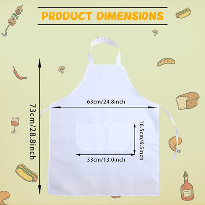 SATINIOR Sublimation Bib Apron Blank Kitchen Aprons with Pockets Unisex White Cooking Kitchen Apron for Restaurant Home (5 Pieces)