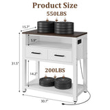 EOSVALO 20-29 Gallon Aquarium Stand with Stable Metal Frame & Power Outlet, Heavy-Duty Fish Tank Stand with Waterproof Mat, 550LBS Capacity Storage Cabinet, White+Brown EOSVALO