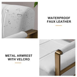 PBOGHLRD 57.9" Modern Leather Loveseat Sofa, Upholstery Faux Bonded Leather Accent Futon Couch with Metal Square Arms for Living Room, Office, Apartment (White) PBOGHLRD