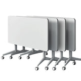 conference table,modern white office folding Flip Top Mobile Training Table 55"D x 21.6"W x 29.5"H The rounded table with wheels is convenient and fast,suitable for office,meeting room,classr ( 4Pcs) Ptosziav